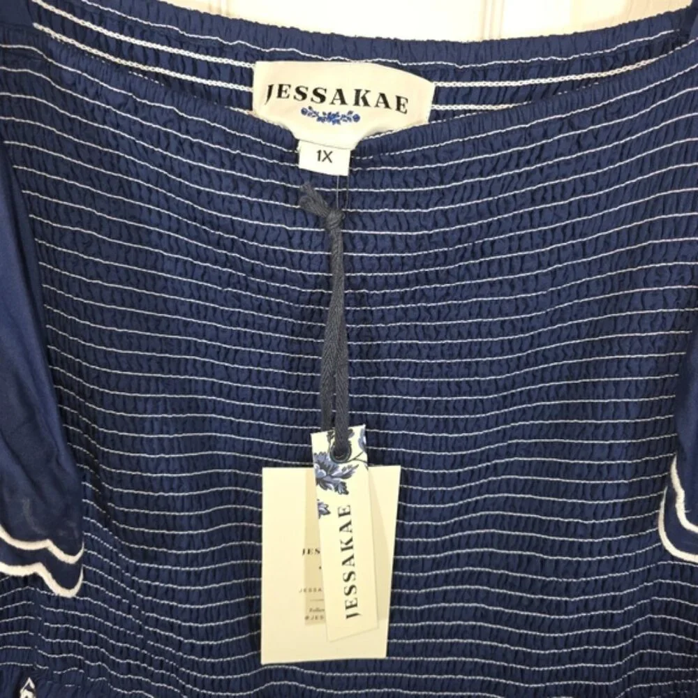 NEW AND NEVER WORN - JessaKae Helen Dress - Size 1XL - Navy Midi Dress - Picture 3 of 9
